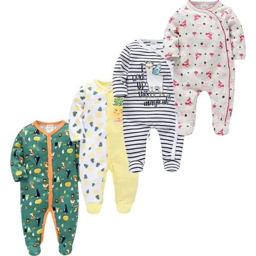 2021 3/4 Pcs Baby Girl Rompers Long Sleeve Summer Cotton Clothes One Piece Newborn Body Jumpsuit 0-12 Months Outfits