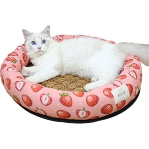 Summer and breeze Japanese round mat cat litter pet litter kennel round litter cat mat cat cool litter pet mat nest small
