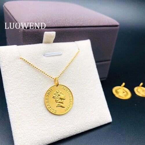 ANI 18K Au750 Solid Yellow Gold Necklace Birthday Gift Lucky Gold Pendant Can Customize World Fine Jewelry Empress Head Portrait