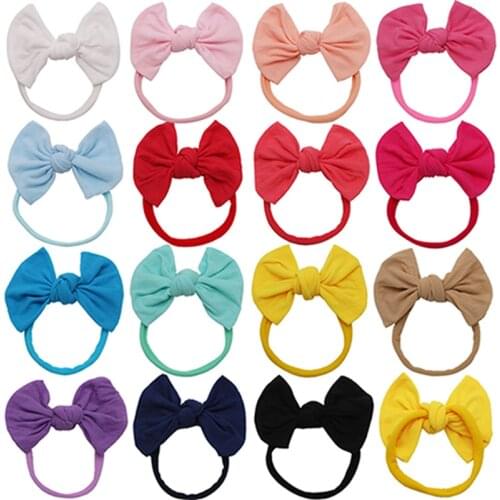 3 Inches Soft Comfortable Nylon Bows Hairband Infant Solid Color Bowknot Elastic Headband Baby Headwear Kids Hair Accessories
