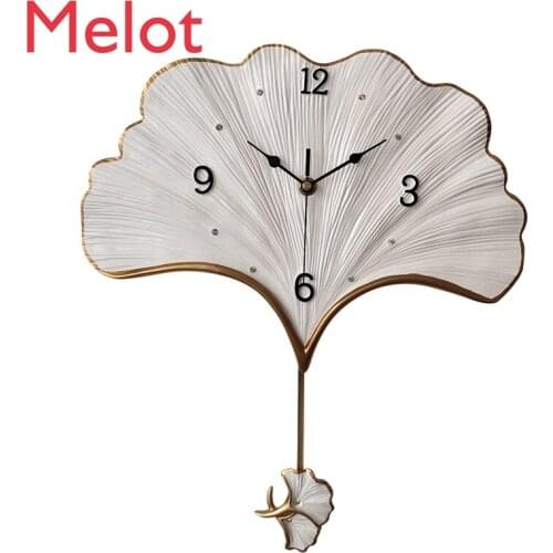 New Ginkgo Leaf Swing Wall Clock Fashion Clock Cool Creative Resin Home Mute Quartz Clock