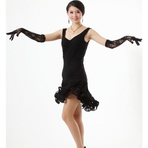 New professional Latin dance lace fishbone edge Latin jerseys costumes dress& gloves