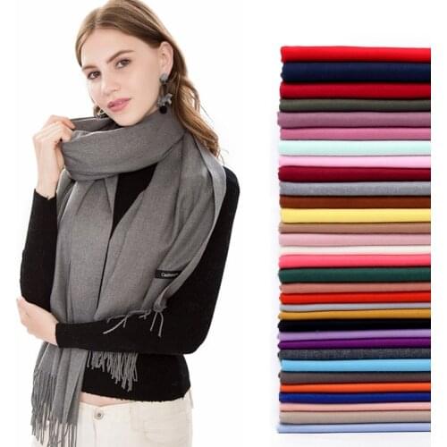 Solid Cashmere Pashmina Beautiful Winter Warm Scarf Women Shawl Long Tassel Speckled Color Wraps