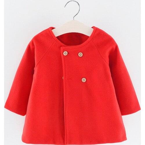 Europe and America Autumn and winter new round neck long-sleeved cloak type woolen warm childrens coat
