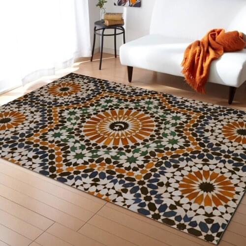 Geometric Pattern Persian Carpet Home Carpet Area Rug Large Rugs for Bedroom Rugs Living Room Mandala Flower Mat Tatami Rug