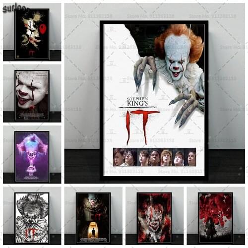 IT Movie Stephen King Horror Film Posters and Prints Wall Art Pictures Poster Canvas Painting for Home Decoration