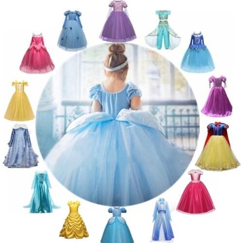 Princess Girls Dress Carnival Cosplay Costume Princess Dress Up Party Fancy Roleplay Dress Beauty Outfit Kids Vestidos Infantil