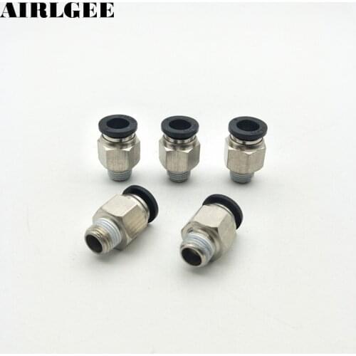 Black 5 Pcs 1/8" PT Male Thread 8mm Push In Joint Pneumatic Connector Quick Fitting