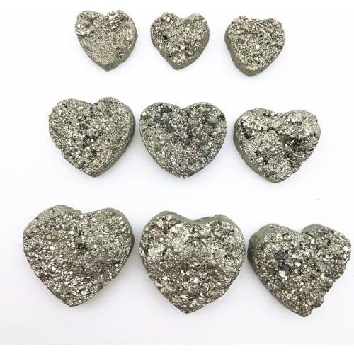 Drop Shipping 1pcs Natural Pyrite Heart Shape Quartz Crystals Raw and Mineral Healing Energy Stones Natural Stones and Crystals