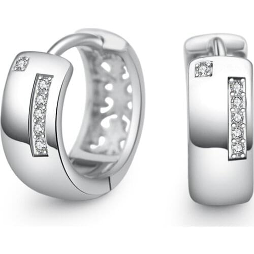 Elegant Simple Fashion Brincos Ear Jewelry Cubic Zirconia Crystal Circle Hoop Earrings for Women Piercing Accessories