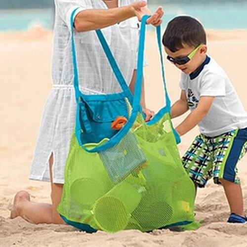 Outdoor Mesh Beach Bag ChildrenS Toys Bag 65*70cm Portable Large Capacity Beach Shell Clothes Shoes Multi-Function Storage Bag