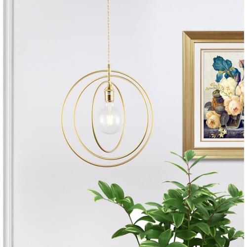 Modern Bedroom Lamp Art Restaurant Chandelier Ring Brass Pendant Lamp Staircase Entrance Bar Hotel Room Light luminaria pendente