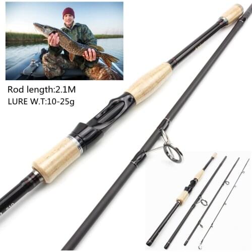 2.1m lure fishing rod Portable Mini Telescopic 4 Section Carp Feeder 10-25g Fishing Rod M power Travel Trout Rod wooden handle