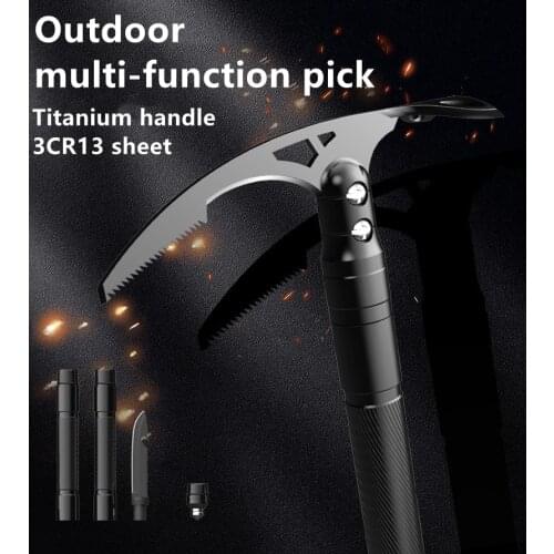Outdoor multifunctional pickaxe double-headed small hoe axe hand axe wild survival multifunctional drug collection