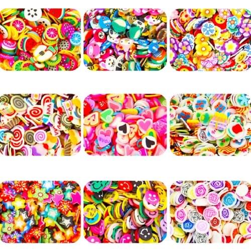 1000pcs/lot Nail Art Stickers Polymer Clay Colorful Fruit/Flower/Cake/Butterfly/Christmas/Star/Animal/Candy/Heart/Bow/Christmas
