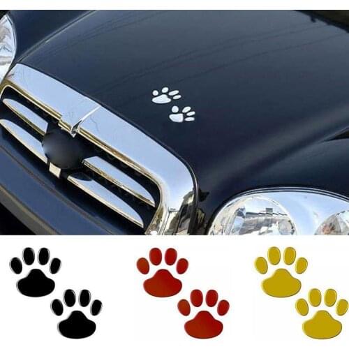 2Pcs/Set Car Stickers And Decals Paw 3D Animal Dog Cat Foot Prints Footprint Decal Car Sticker Silver Red Black Golden