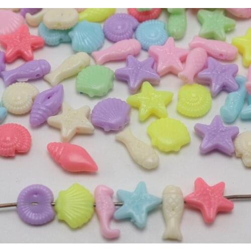 200pcs Mixed Pastel Color Acrylic Mini Sea Oceans Design Beads Kids Carft