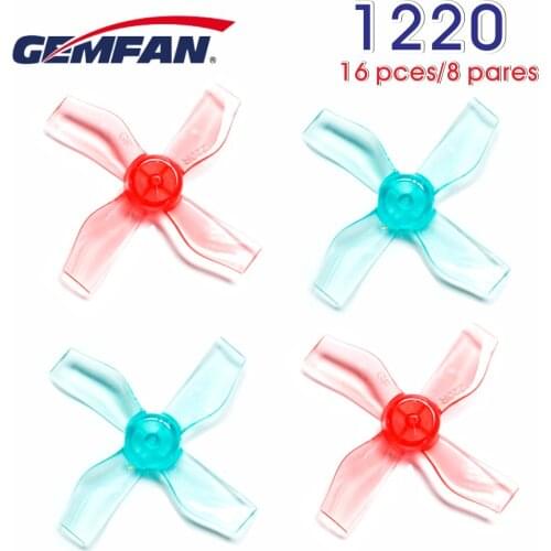 16PCS/8Pairs Gemfan 1220 31mm 0.8mm/1mm Hole 4-blade Propeller for 0703-1103 micro Drone FPV Racing Brushless Motor