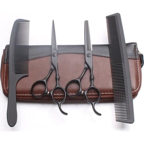 4Pcs/Set C9030 5.5'' Customized Brand Professional Hairdressing Human Hair Scissors Combs + Cutting Shears + Thinning Scissors