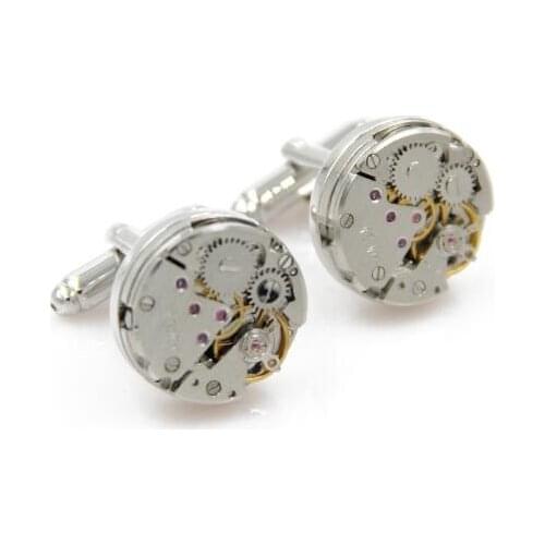 5pairs/lot Watch Movement Cufflinks Immovable Steampunk Gear Watch Mechanism Cuff Links Mens Relojes Gemelos Jewelry