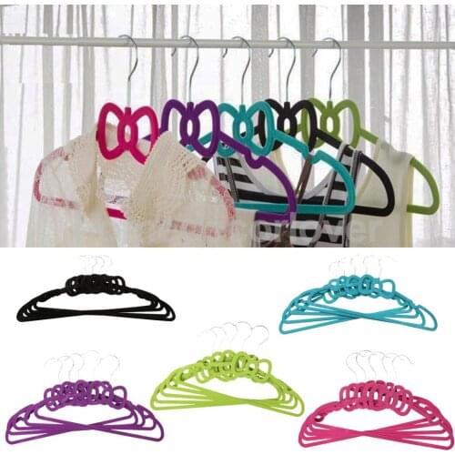 5PCS NON SLIP LUXURY FLOCKED COAT HANGERS VELVET CLOTHES TROUSER HANGING SPACE SAVING
