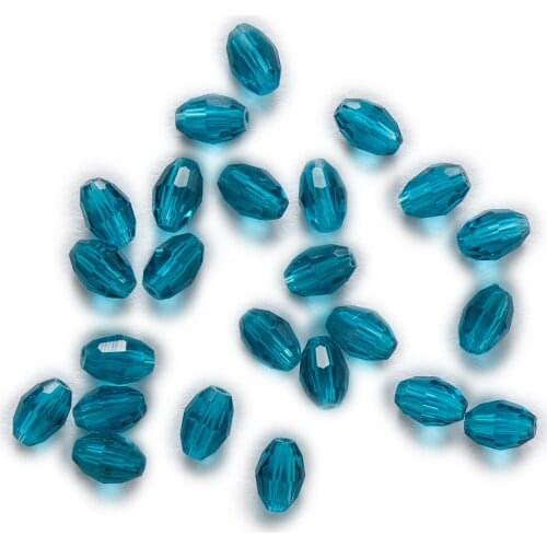 50 Piece Peacock Blue Crystal Quartz Faceted Olive Glass Spacer Beads Jewelry Making 6-11mm