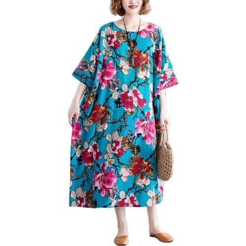 ARCSINX Floral Womens Dress Plus Size 4XL 5XL 6XL 7XL 8XL 9XL Casual Cotton Dress Woman Short Sleeve Summer Dresses For Women