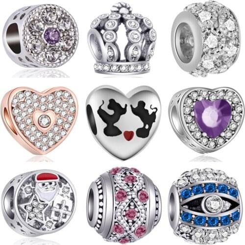 Btuamb Hot Sale Luxurious Snowman Key Evil Eyes Aircraft Bow Heart Bead Fit Original Pandora Charms for Women DIY Bijoux Jewelry