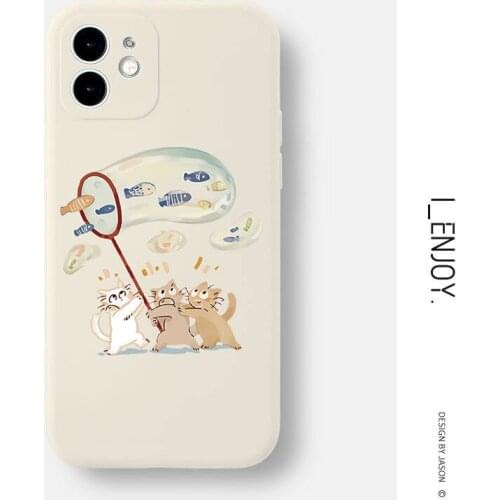 Cartoon Cats Colorful Silicon Case for iPhone 12 Pro Max Back Phone Cover for 12 11 Pro Max X XS XR 8 7 Plus SE 2020