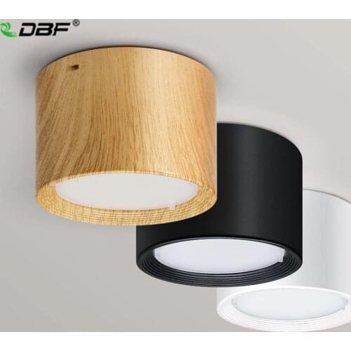 DBF Wood Grain LED Surface Mount Ceiling Spot Light 5W/12W Ceiling Light for Living Room Bedroom Home Decoration Indoor Lighting