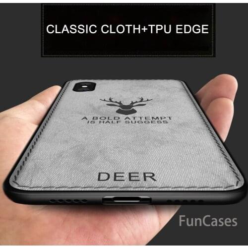 For iPhone Xs Xr Xs Max case cover silicone edge deer pattern fabric shockproof case for iPhone X 7 8 Plus 6 6s Plus back cover