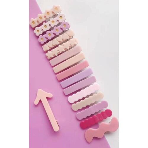 Hot sale pink red purple colorful baby kids girls alligator side bangs hair clips accessories decorations