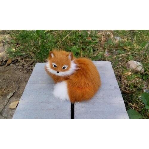 Simulation brown fox model,polyethylene&furry furs 13x12cm fox toy, prop,home decoration Xmas gift w4220