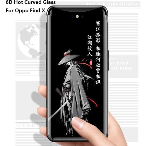 Phone Cover For OPPO Find X Case Curved Tempered Glass Cartoon Chinese Painting Magnetic Lifting New Shockproof Protective Funda