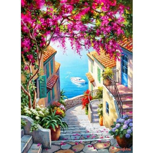Stairs To The Sea Oil Painting By Numbers Landscape Diy Canvas Acrylic Painting Wall Art Home decoration 40x50cm