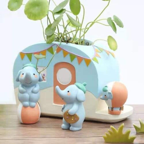 Creative Cute Little Animal Miniascape Flower Pot Succulent Plant Micro Scene Elephant Decoration Family Ornaments
