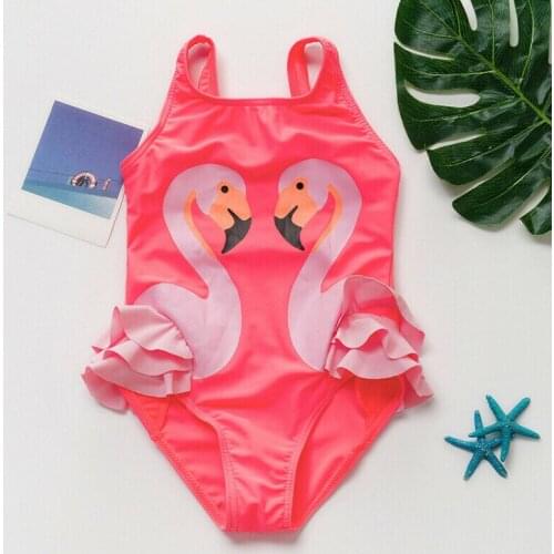 Baby Girls Swimwear Cute Round Neck One Piece Swimsuits for Kids Bathing Suit for Baby Girls