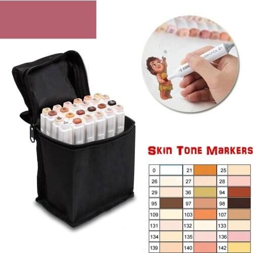 24 Colors Skin Tones Set Art Markers Pen Artist Dual Headed Alcohol Based Manga Brush Pen for Coloring