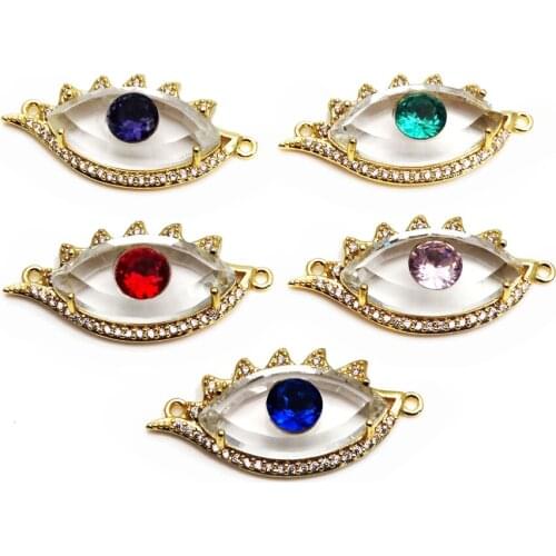 Micro zircon Phoenix eye Magic eye Style hand card accessory Link bracelet Glass colored devil eyes for Jewelry Making