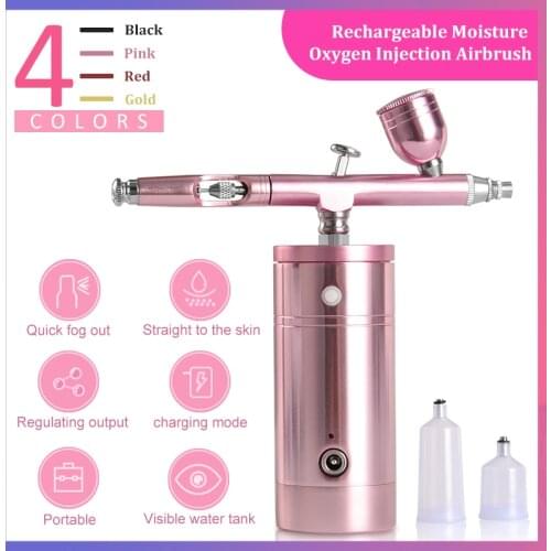 Mini Rechargeable Airbrush Pink Portable Moisture Injection Paint Spray Gun Multiple Capacity For Beauty Colorful Sprayer Pen