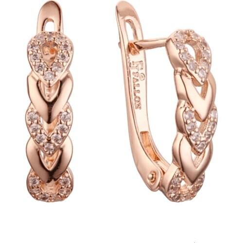 New Heart Earrings Gold Color Jewelry Cute Love Shape Link Rose Gold Earrings Unique Design Lover Gift