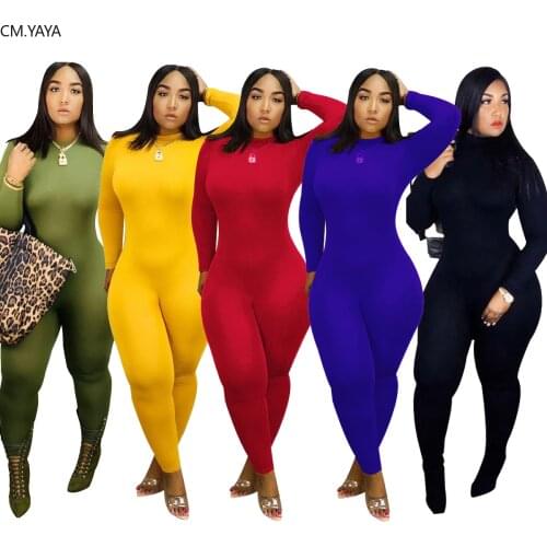 Fall Autumn Winter Women Jumpsuits Elastic Turtlerneck Full Sleeve Sexy Rompers Night Club Party Outfits One Piece Casual GLZ066