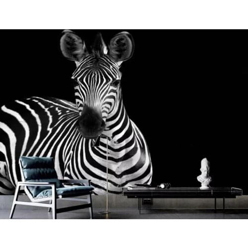 Custom mural wallpaper 3D abstract retro nostalgic black and white zebra mural background wall decorative painting
