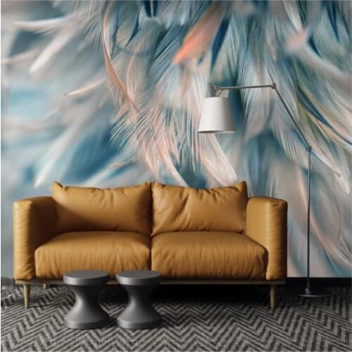 Custom Mural Wallpaper Small Fresh Minimalist Feathers Background Wall Painting