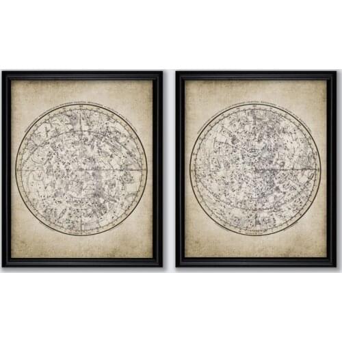 Antique Astronomy Constellation Poster Wall Art Prints , 1822 Astronomy Drawing Canvas Painting Retro Wall Pictures Room Decor