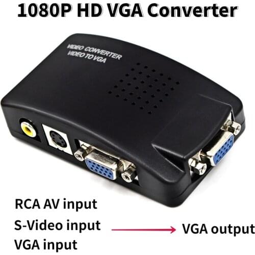 RCA Converter VGA S-Video RCA to VGA Adapter Box HD 1080P Video Converter for CCTV DVR PC Laptop to TV Projector