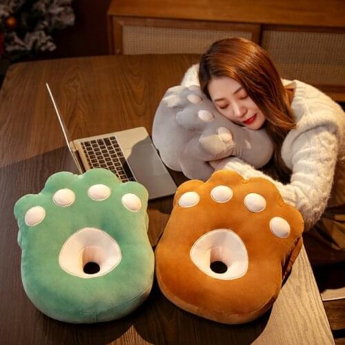 Kawaii Bear Claw Plush Toy Siesta Warm Hands Pillow Cushion Stuffed Cloth Doll Lovely Baby Girls Kids Birhtday Gifts
