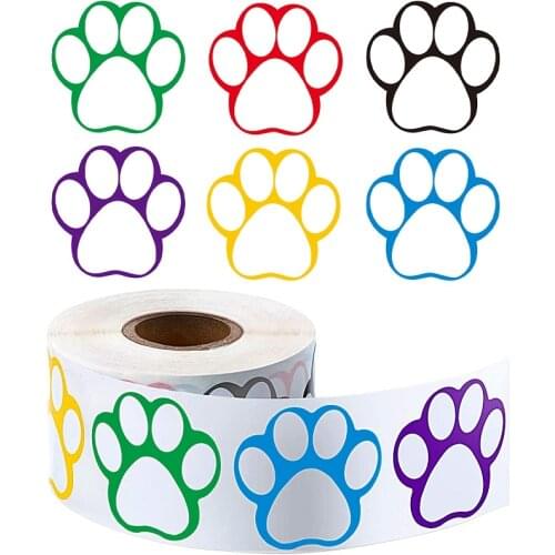 Cute 6 Colorful Dog Paw Print Thank You Stickers Reward Label for Kids DIY Party Activity Bakery Gift Package Stationery Sticker