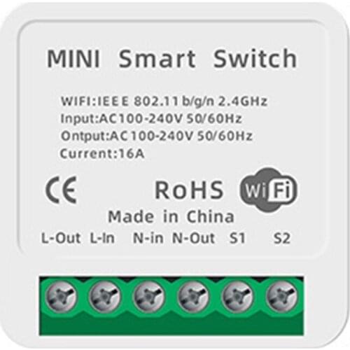 16A Mini Tuya Wifi DIY Smart Switch 2 Way Control Timer Smart Home Automation Module Works with Alexa Google Home Smart Life App