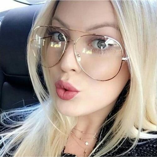 Aviator large frame sunglasses brand designer mirror women silver frame metal high-definition flat lens women oculos sunglasses